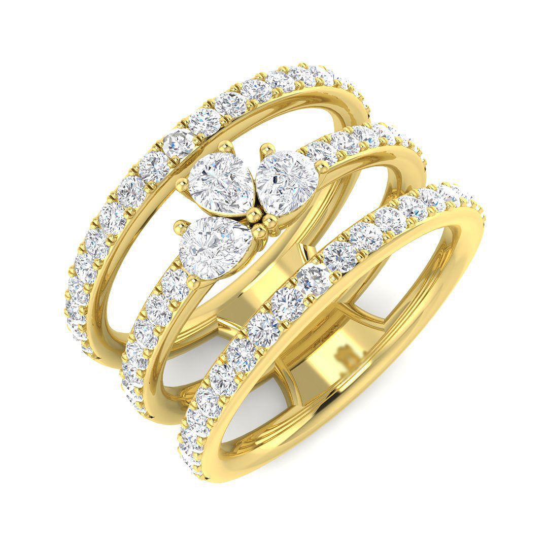 Fancy Pear Cut Diamond Ring in 10K/14K gold and platinum with certified lab-grown or natural diamonds