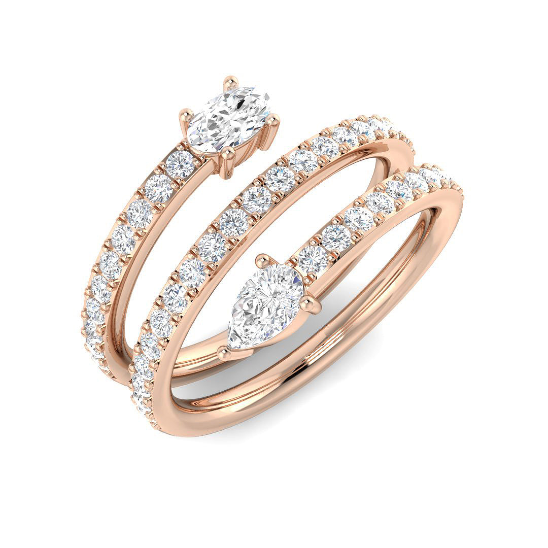 Oval & Pear Diamond Fancy Ring in 10K/14K gold and platinum with certified lab-grown or natural diamonds