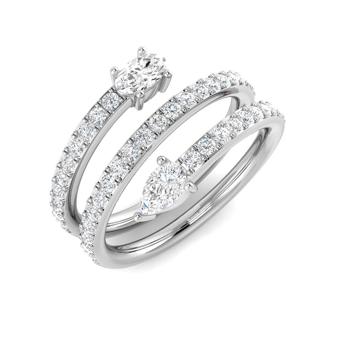 Oval & Pear Diamond Fancy Ring in 10K/14K gold and platinum with certified lab-grown or natural diamonds