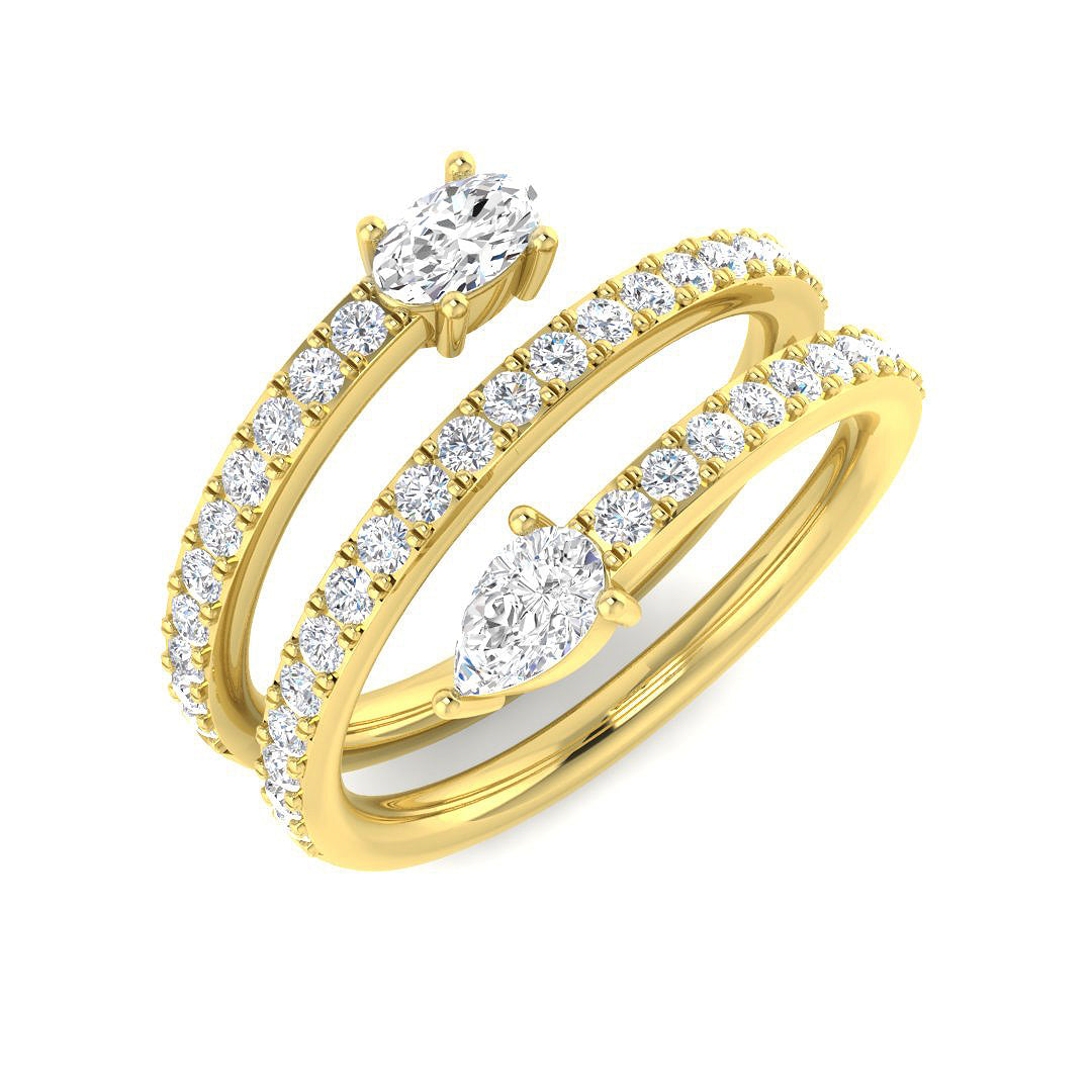 Oval & Pear Diamond Fancy Ring in 10K/14K gold and platinum with certified lab-grown or natural diamonds