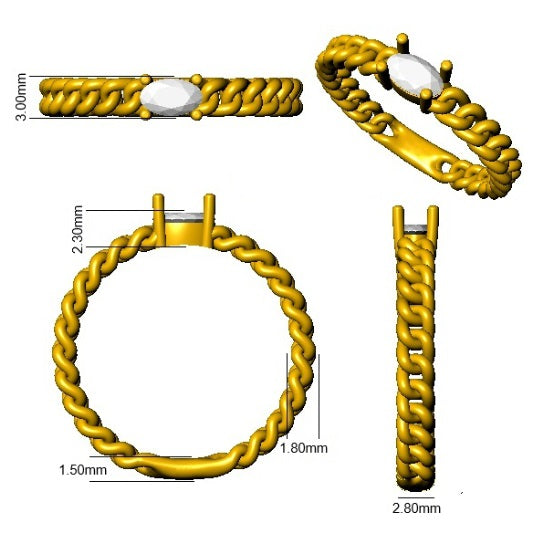 Oval Diamond Solitaire Chain Ring In in 10K/14K gold and platinum with certified lab-grown or natural diamonds