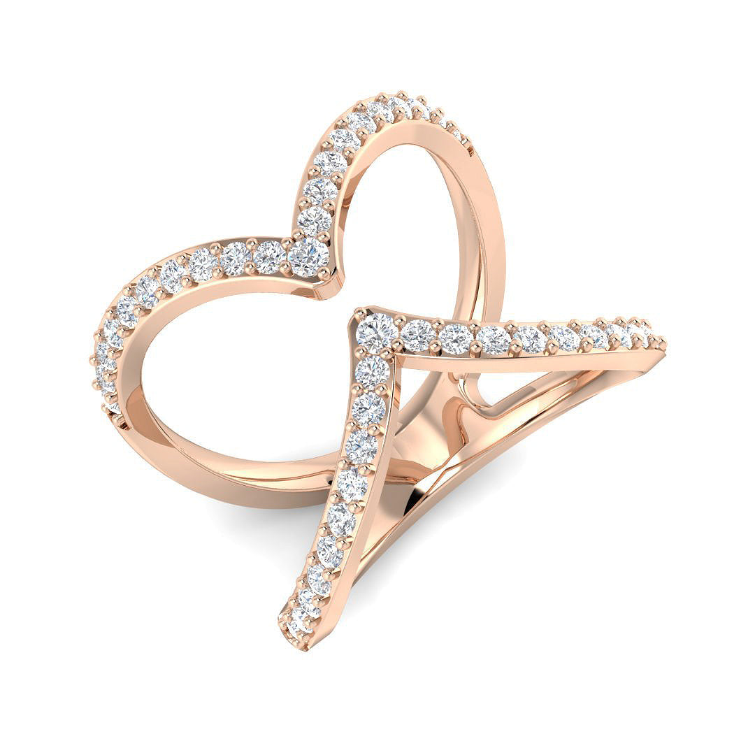 Lab-Grown & Natural Diamond Heart & Star Fancy Ring in 10K/14K gold and platinum with certified lab-grown or natural diamonds