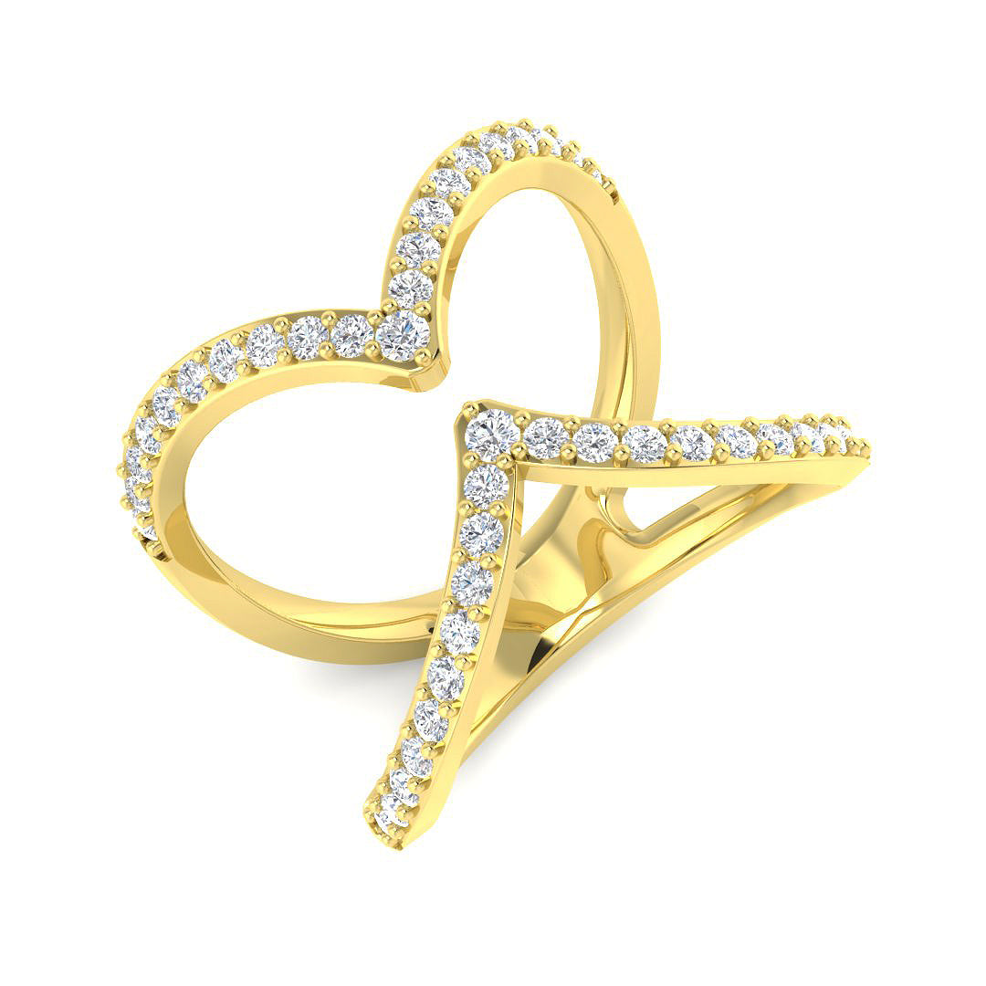Lab-Grown & Natural Diamond Heart & Star Fancy Ring in 10K/14K gold and platinum with certified lab-grown or natural diamonds