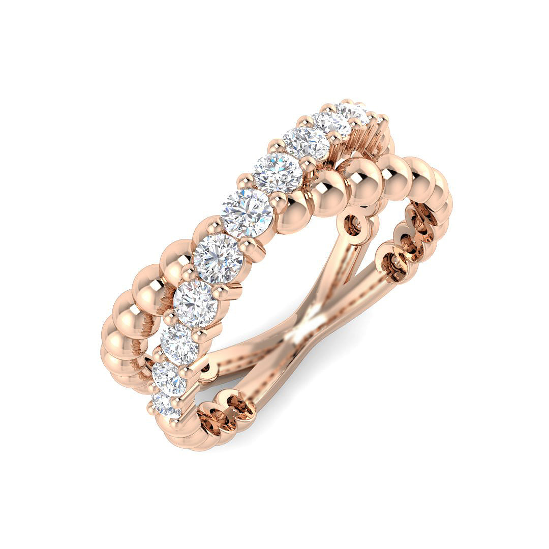 Fancy Half Eternity Diamond Ring in 10K/14K gold and platinum with certified lab-grown or natural diamonds