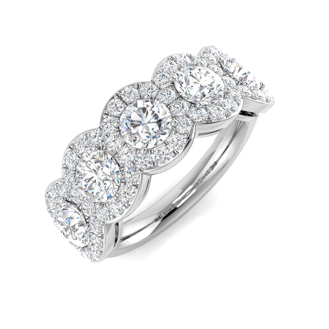 Round Diamond Multi Halo Cluster Ring in 10K/14K gold and platinum with certified lab-grown or natural diamonds