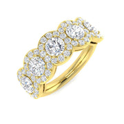 Round Diamond Multi Halo Cluster Ring in 10K/14K gold and platinum with certified lab-grown or natural diamonds