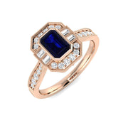 Diamond bubbee Blue Sapphire Ring in 10K/14K gold and platinum with certified lab-grown or natural diamonds