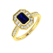 Diamond bubbee Blue Sapphire Ring in 10K/14K gold and platinum with certified lab-grown or natural diamonds