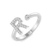 Lab & Natural Round Diamond “R” Initial Ring in 10K/14K gold and platinum with certified lab-grown or natural diamonds