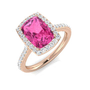 Diamond Harpebdeb Pink Sapphire Ring in 10K/14K gold and platinum with certified lab-grown or natural diamonds
