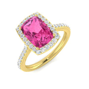 Diamond Harpebdeb Pink Sapphire Ring in 10K/14K gold and platinum with certified lab-grown or natural diamonds