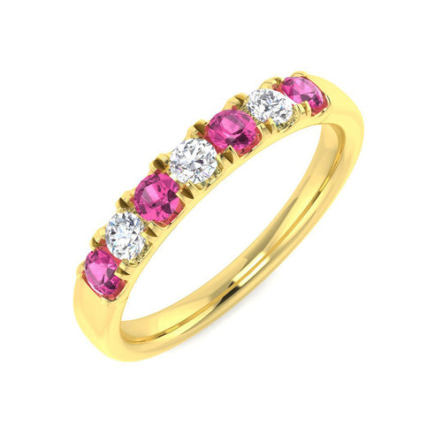0.75Ct Pink Sapphire and Diamond Ring in 10K/14K gold and platinum with certified lab-grown or natural diamonds