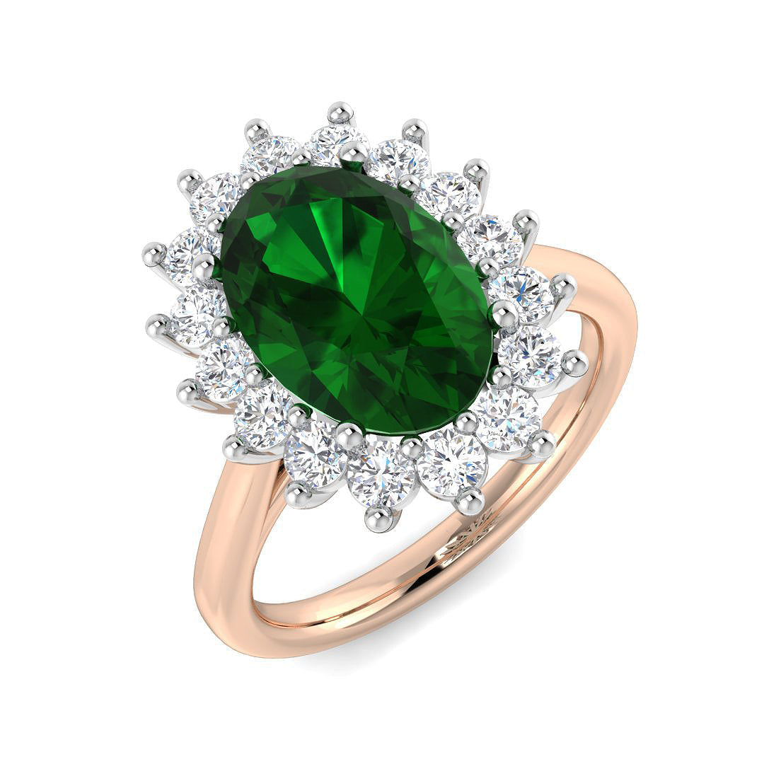 Diamond Eaktbourbe Emerald Ring in 10K/14K gold and platinum with certified lab-grown or natural diamonds