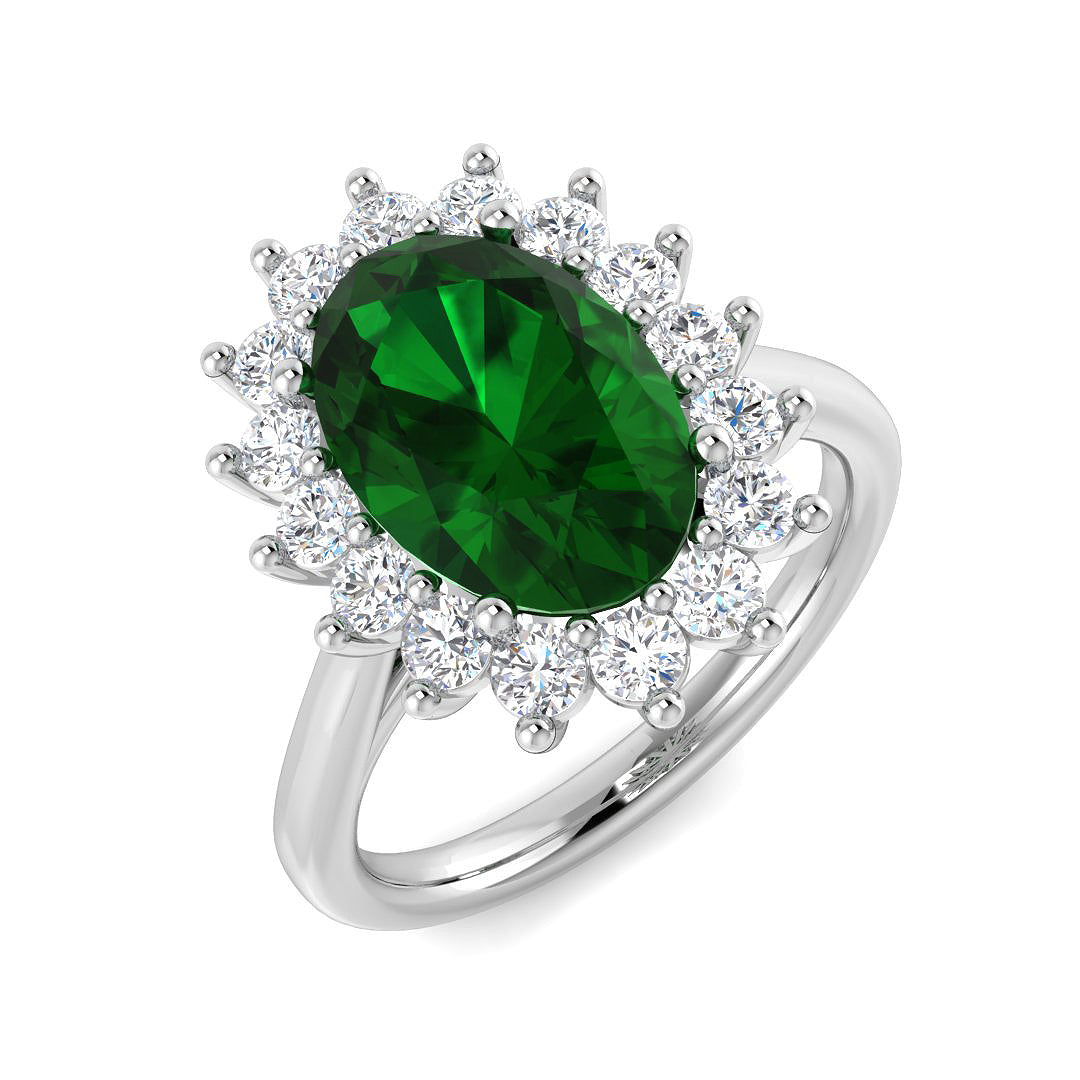Diamond Eaktbourbe Emerald Ring in 10K/14K gold and platinum with certified lab-grown or natural diamonds