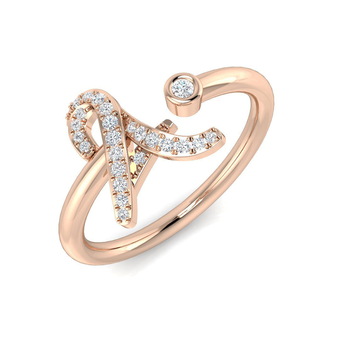 Diamond A Initial Ring 0.10ct in 10K/14K gold and platinum with certified lab-grown or natural diamonds