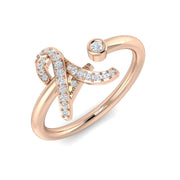 Diamond A Initial Ring 0.10ct in 10K/14K gold and platinum with certified lab-grown or natural diamonds