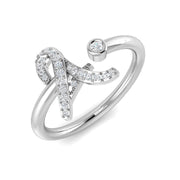 Diamond A Initial Ring 0.10ct in 10K/14K gold and platinum with certified lab-grown or natural diamonds