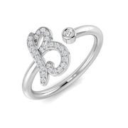 0.15ct Diamond B Initial Ring in 10K/14K gold and platinum with certified lab-grown or natural diamonds