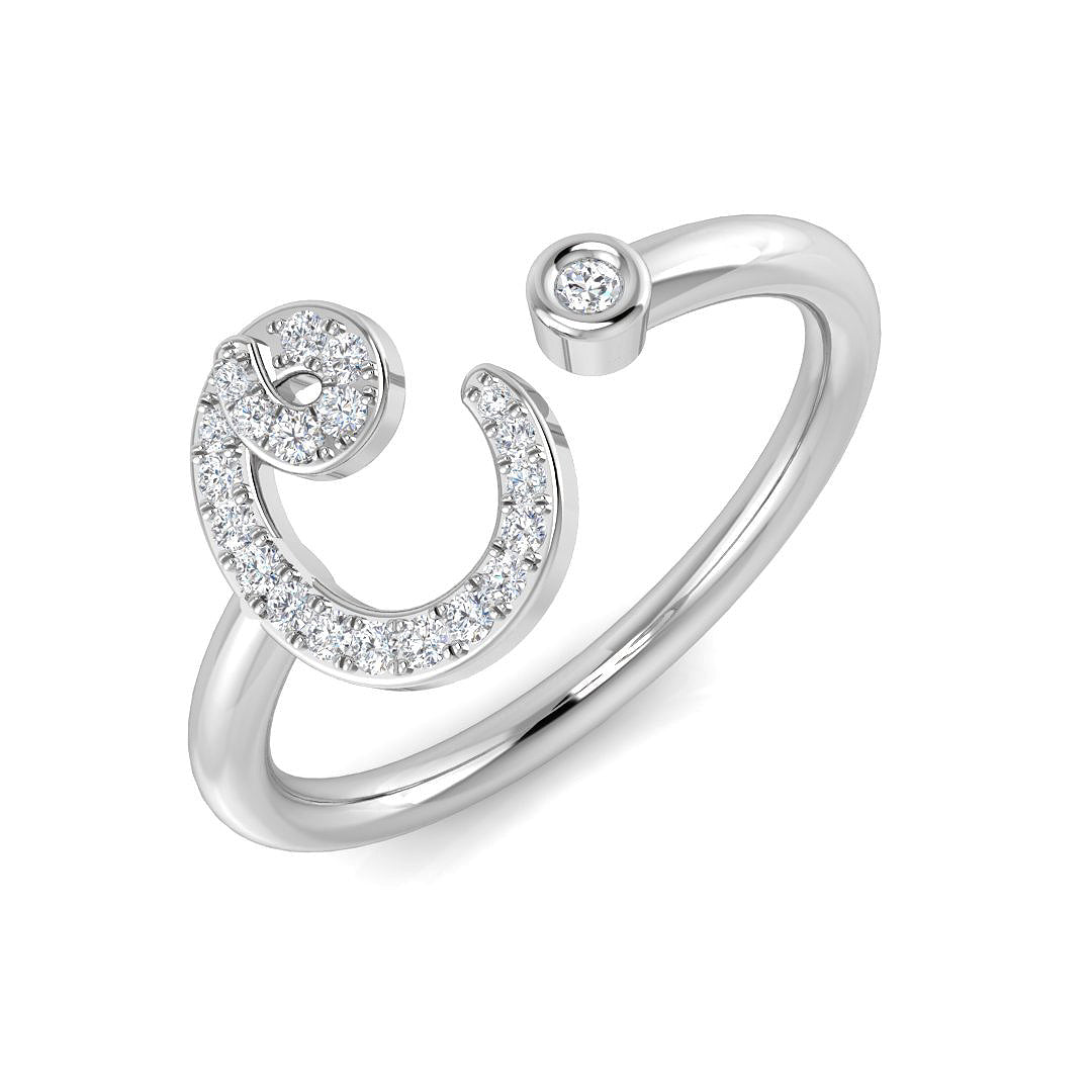 Pavé Diamond C Initial Ring 0.15ct in 10K/14K gold and platinum with certified lab-grown or natural diamonds
