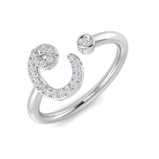 Pavé Diamond C Initial Ring 0.15ct in 10K/14K gold and platinum with certified lab-grown or natural diamonds