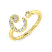 Pavé Diamond C Initial Ring 0.15ct in 10K/14K gold and platinum with certified lab-grown or natural diamonds