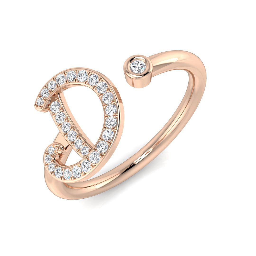 Diamond D Initial Ring 0.15ct in 10K/14K gold and platinum with certified lab-grown or natural diamonds