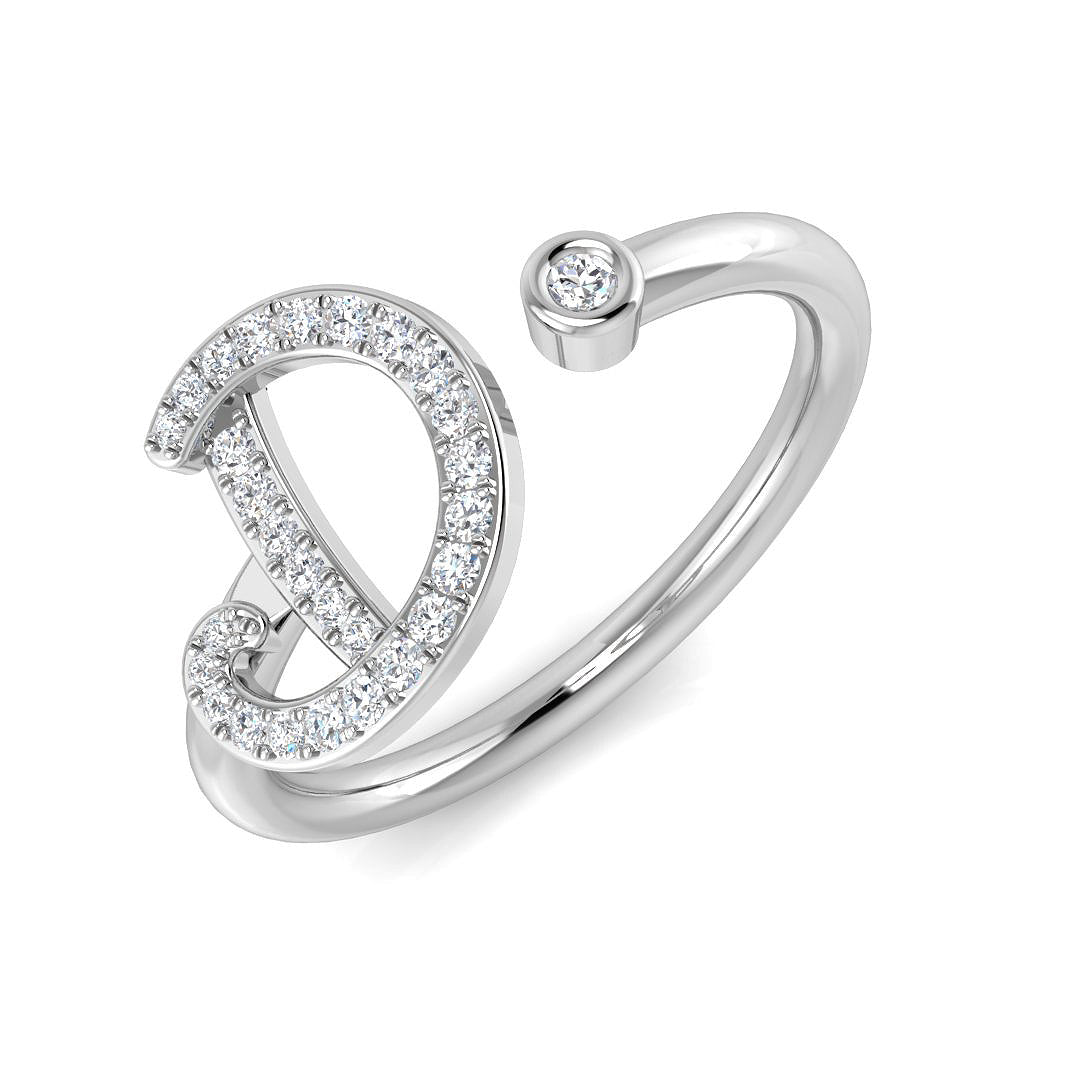 Diamond D Initial Ring 0.15ct in 10K/14K gold and platinum with certified lab-grown or natural diamonds