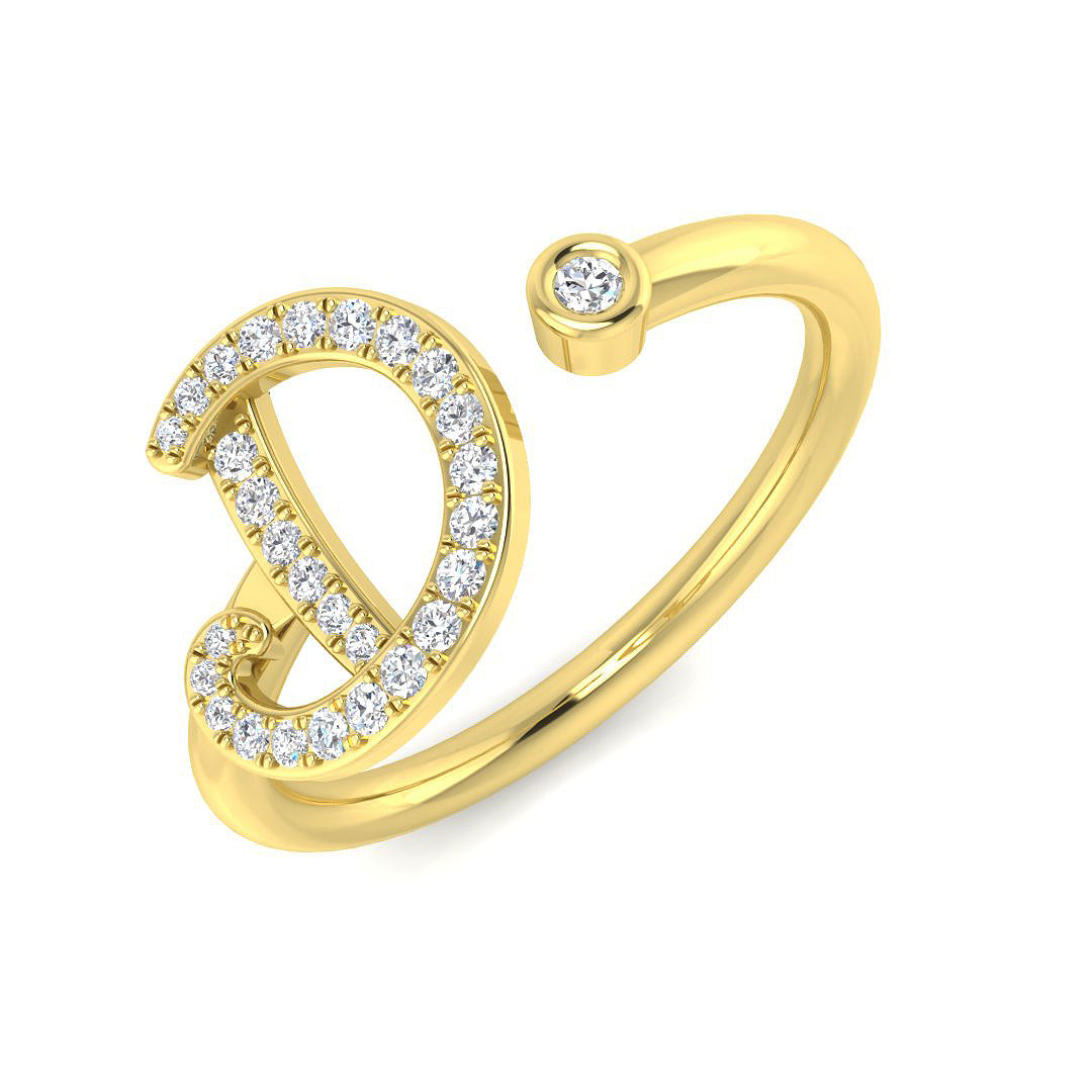 Diamond D Initial Ring 0.15ct in 10K/14K gold and platinum with certified lab-grown or natural diamonds