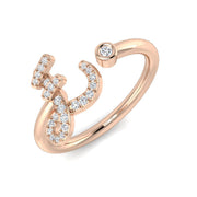Pavé Diamond E Initial Ring 0.15ct in 10K/14K gold and platinum with certified lab-grown or natural diamonds