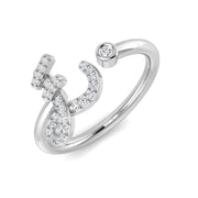 Pavé Diamond E Initial Ring 0.15ct in 10K/14K gold and platinum with certified lab-grown or natural diamonds