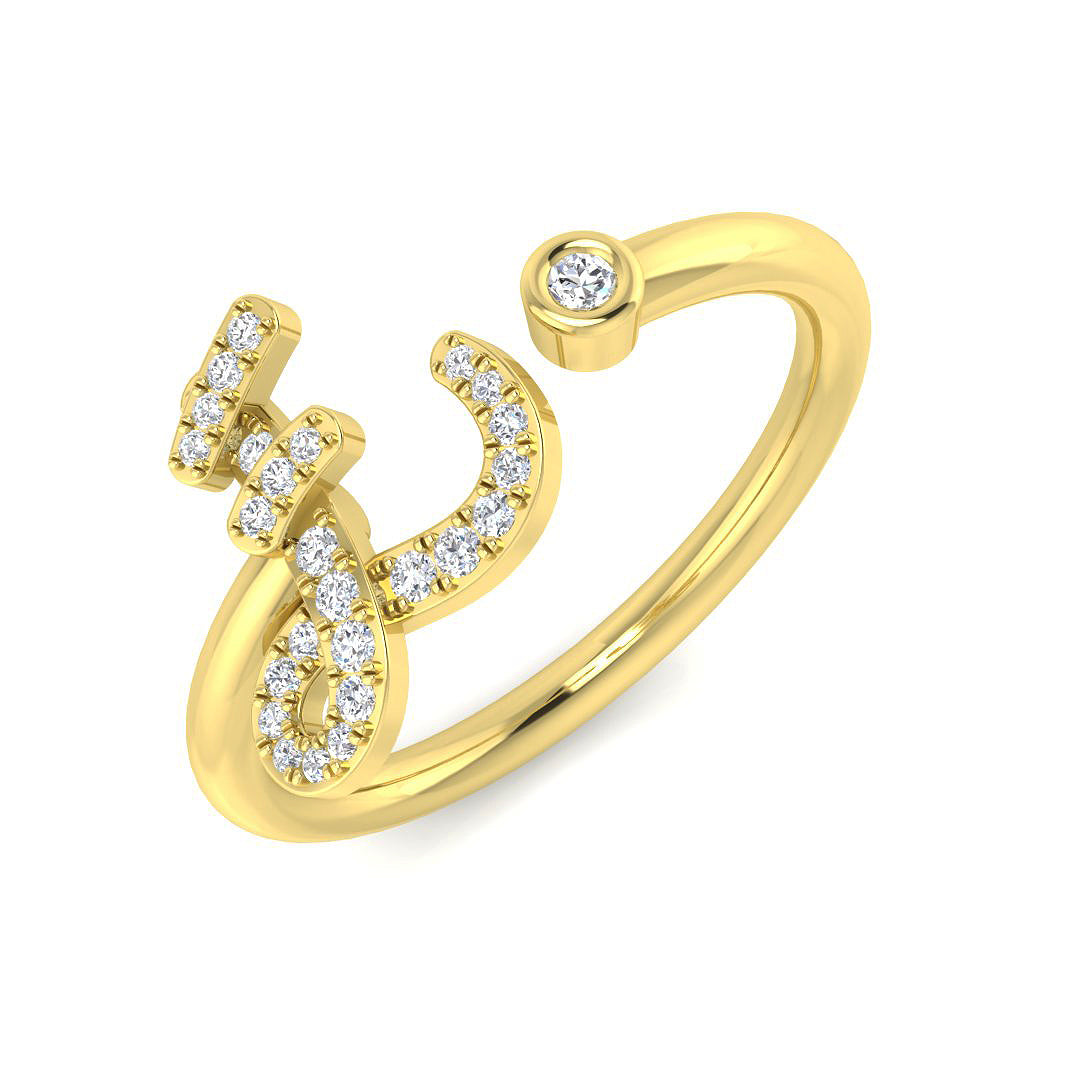 Pavé Diamond E Initial Ring 0.15ct in 10K/14K gold and platinum with certified lab-grown or natural diamonds