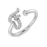 Diamond F Initial Ring 0.10ct in 10K/14K gold and platinum with certified lab-grown or natural diamonds