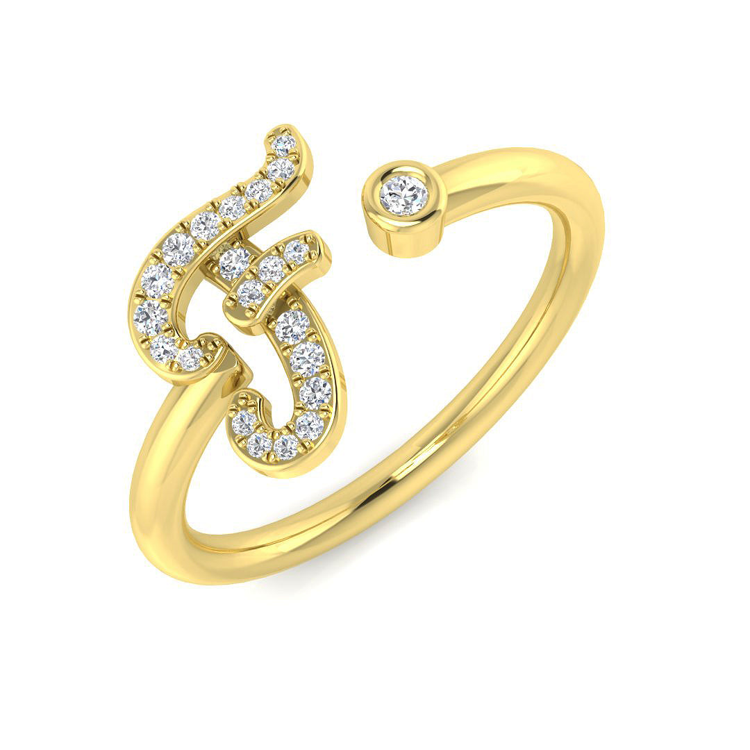 Diamond F Initial Ring 0.10ct in 10K/14K gold and platinum with certified lab-grown or natural diamonds