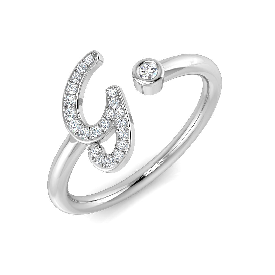 Diamond G Initial Ring 0.15ct in 10K/14K gold and platinum with certified lab-grown or natural diamonds