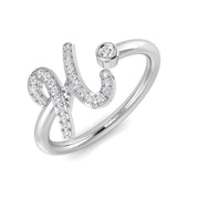 0.15ct Diamond H Initial Ring in 10K/14K gold and platinum with certified lab-grown or natural diamonds