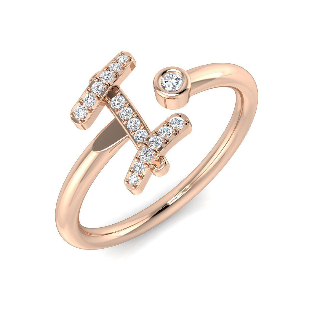 Diamond I Initial Ring 0.10ct in 10K/14K gold and platinum with certified lab-grown or natural diamonds