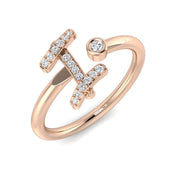 Diamond I Initial Ring 0.10ct in 10K/14K gold and platinum with certified lab-grown or natural diamonds