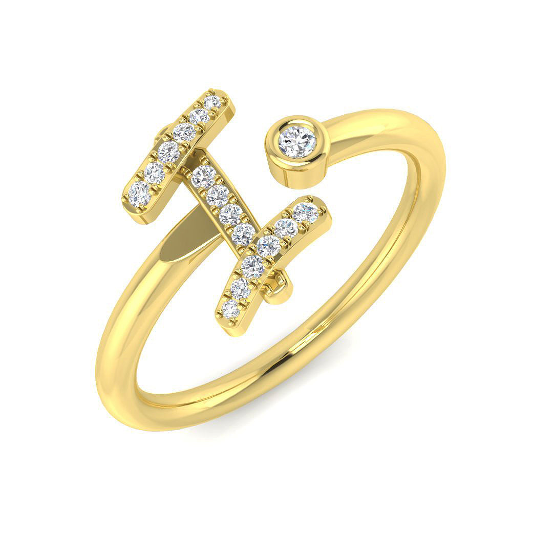 Diamond I Initial Ring 0.10ct in 10K/14K gold and platinum with certified lab-grown or natural diamonds