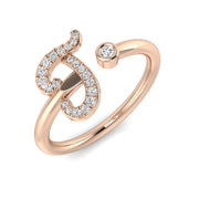 Pavé Diamond J Initial Ring 0.15ct in 10K/14K gold and platinum with certified lab-grown or natural diamonds