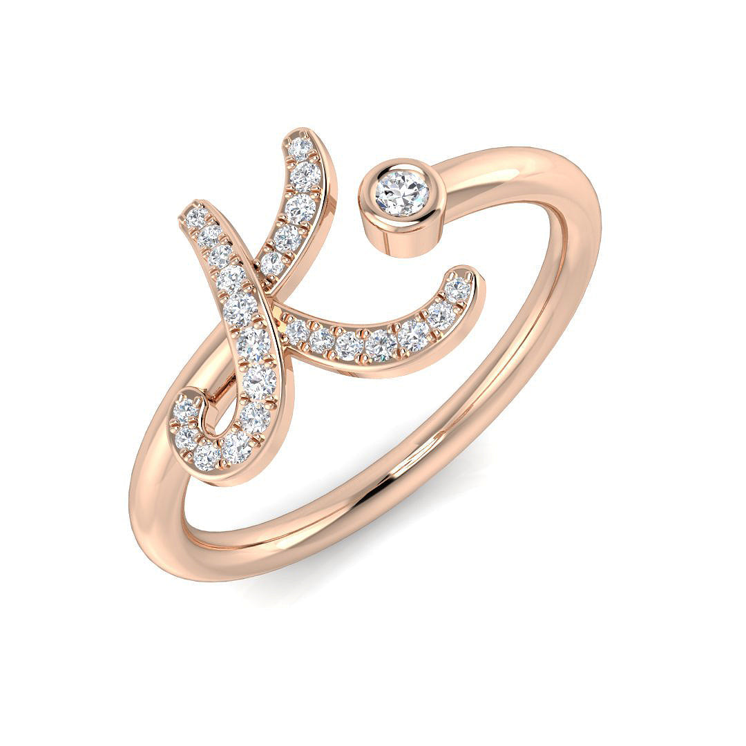 Diamond K Initial Ring 0.10ct in 10K/14K gold and platinum with certified lab-grown or natural diamonds