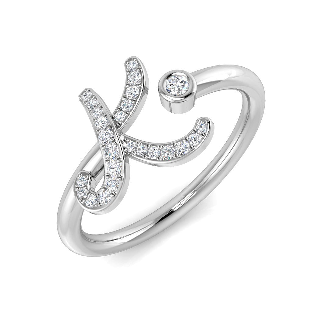 Diamond K Initial Ring 0.10ct in 10K/14K gold and platinum with certified lab-grown or natural diamonds