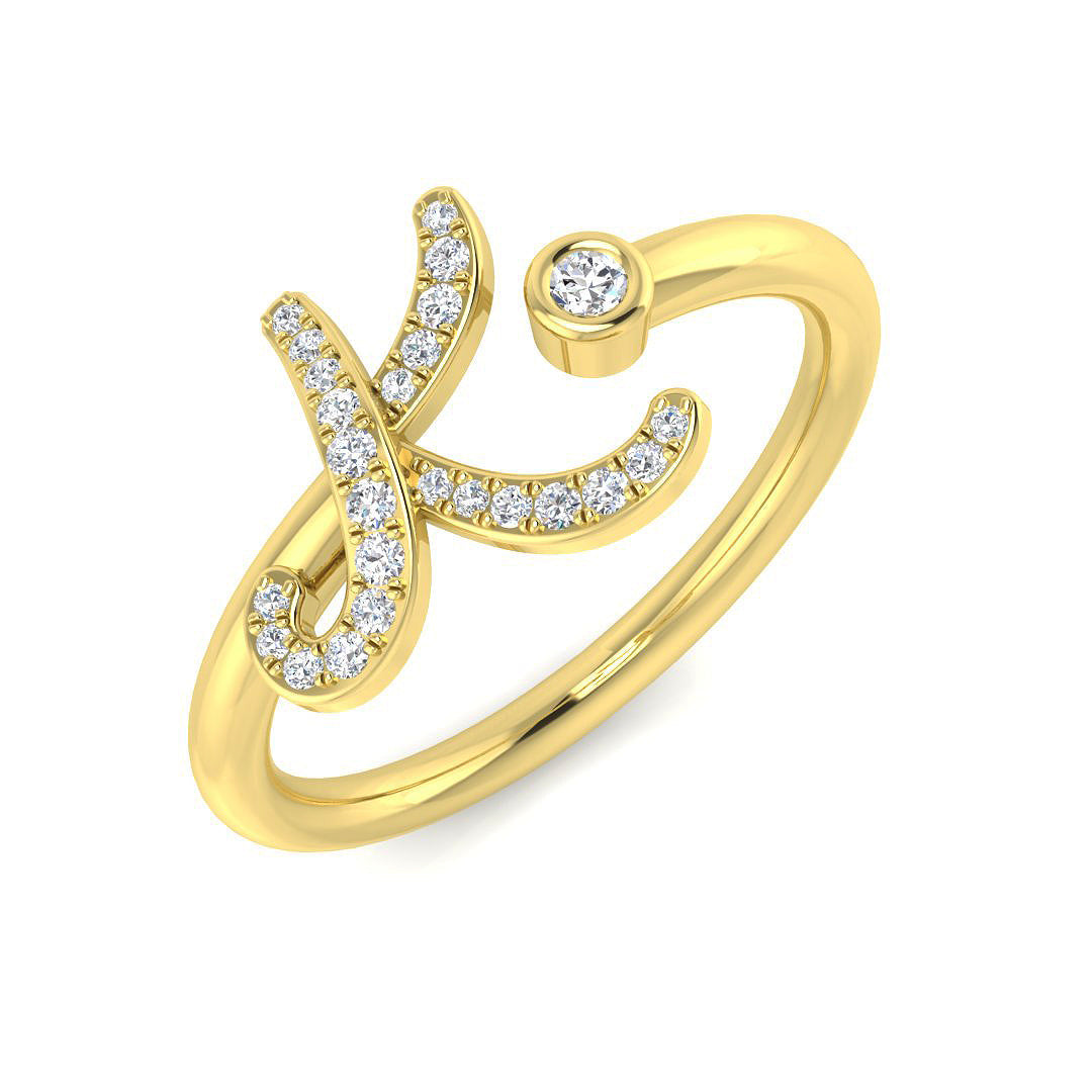 Diamond K Initial Ring 0.10ct in 10K/14K gold and platinum with certified lab-grown or natural diamonds