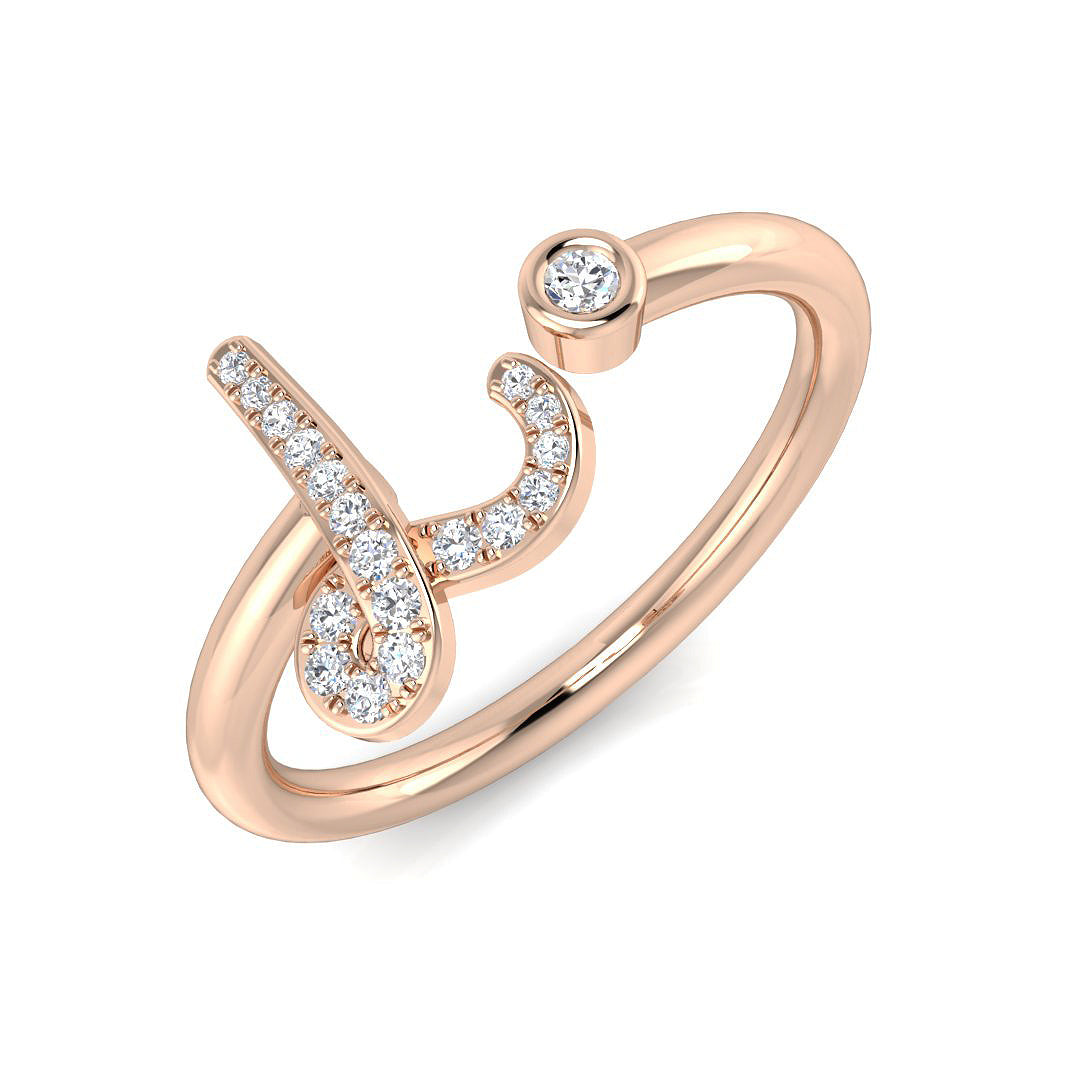 Pavé Diamond L Initial Ring 0.10ct in 10K/14K gold and platinum with certified lab-grown or natural diamonds