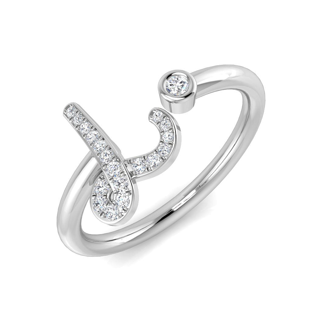 Pavé Diamond L Initial Ring 0.10ct in 10K/14K gold and platinum with certified lab-grown or natural diamonds