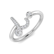 Pavé Diamond L Initial Ring 0.10ct in 10K/14K gold and platinum with certified lab-grown or natural diamonds