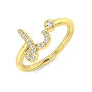 Pavé Diamond L Initial Ring 0.10ct in 10K/14K gold and platinum with certified lab-grown or natural diamonds
