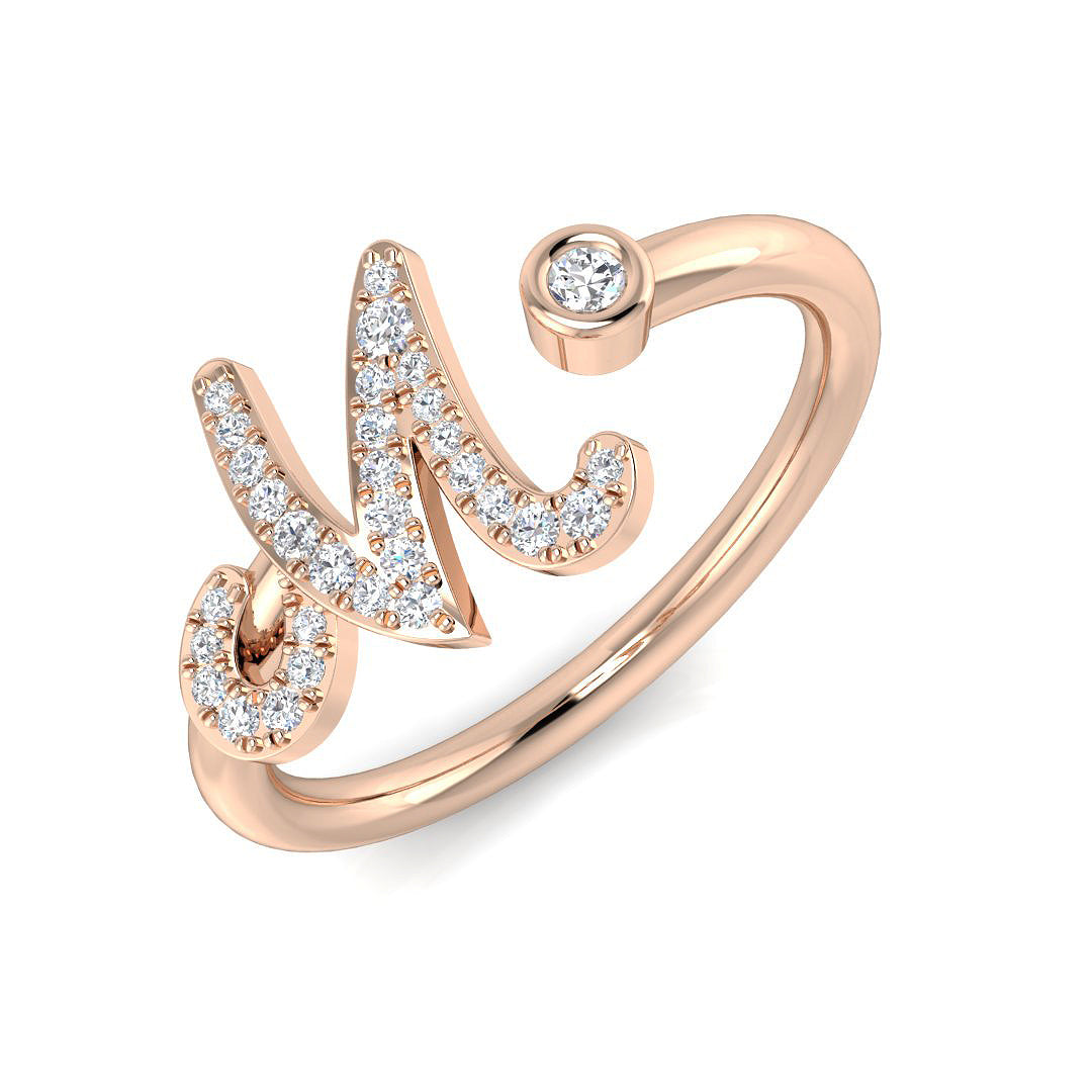 Luxury Diamond M Initial Ring 0.10ct in 10K/14K gold and platinum with certified lab-grown or natural diamonds