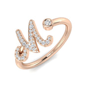 Luxury Diamond M Initial Ring 0.10ct in 10K/14K gold and platinum with certified lab-grown or natural diamonds