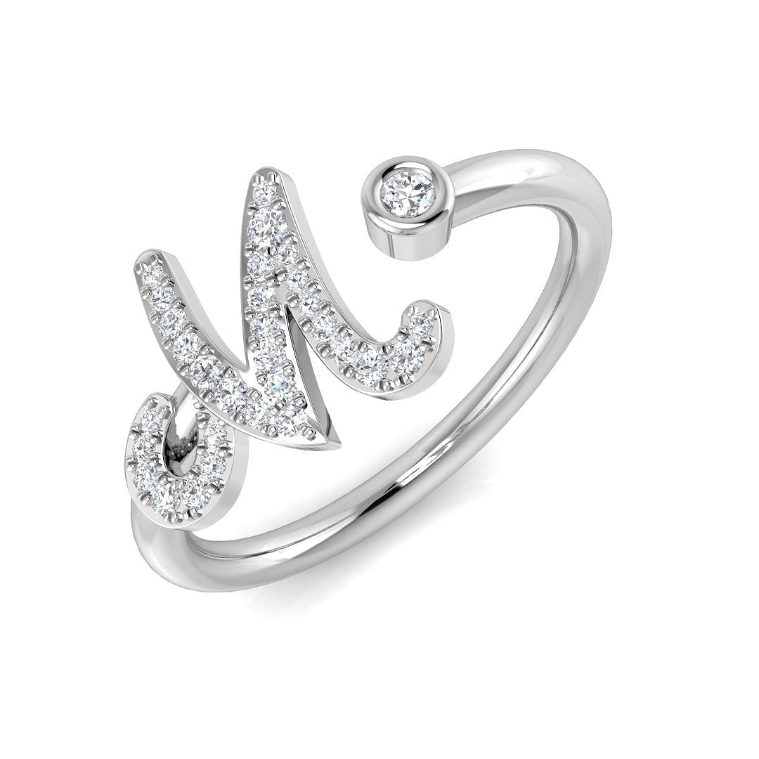 Luxury Diamond M Initial Ring 0.10ct in 10K/14K gold and platinum with certified lab-grown or natural diamonds