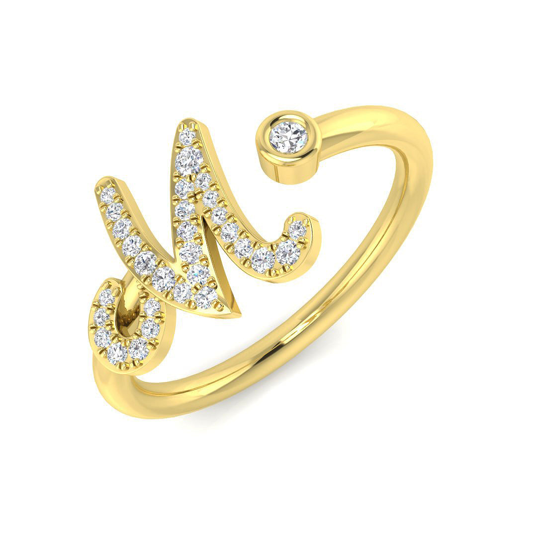 Luxury Diamond M Initial Ring 0.10ct in 10K/14K gold and platinum with certified lab-grown or natural diamonds